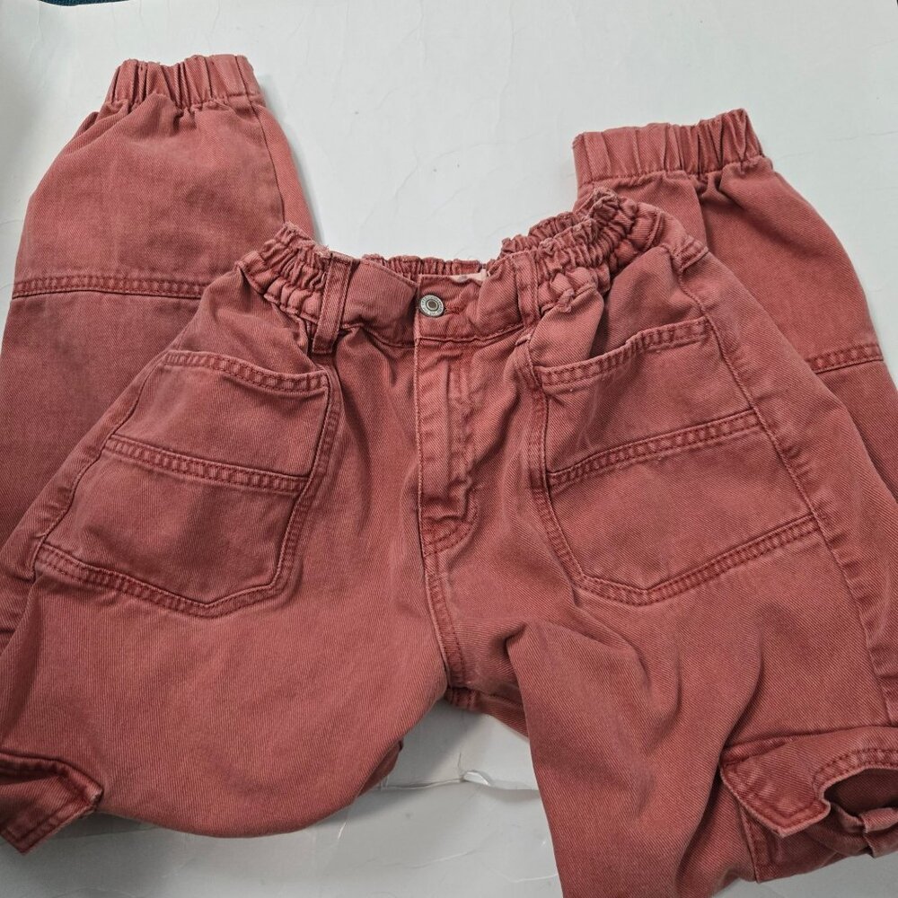 Free People Size S Cotton Platoon Cargo Pants In Red Rust Elastic Waistband - Picture 7 of 16